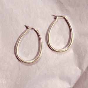 Oval Silver Earrings about 1 1/2"